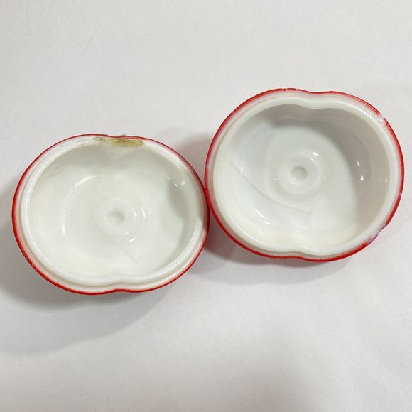 VINTAGE Hazel Atlas Milk Glass Strawberry Jam Jelly Jar With Lid Set of 2 - Picture 9 of 10